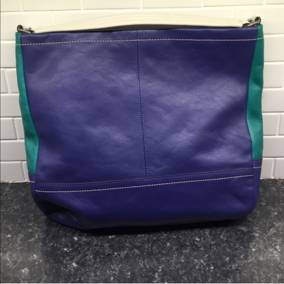 Coach Legacy Colorblock Blue Green purse bag LARGE - Picture 10 of 15